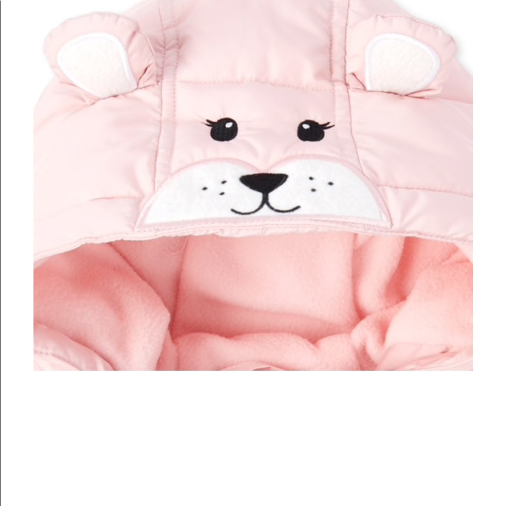 NWT Adorable Baby Girl’s Teddybear Hood Puffer Jacket - Picture 2 of 3